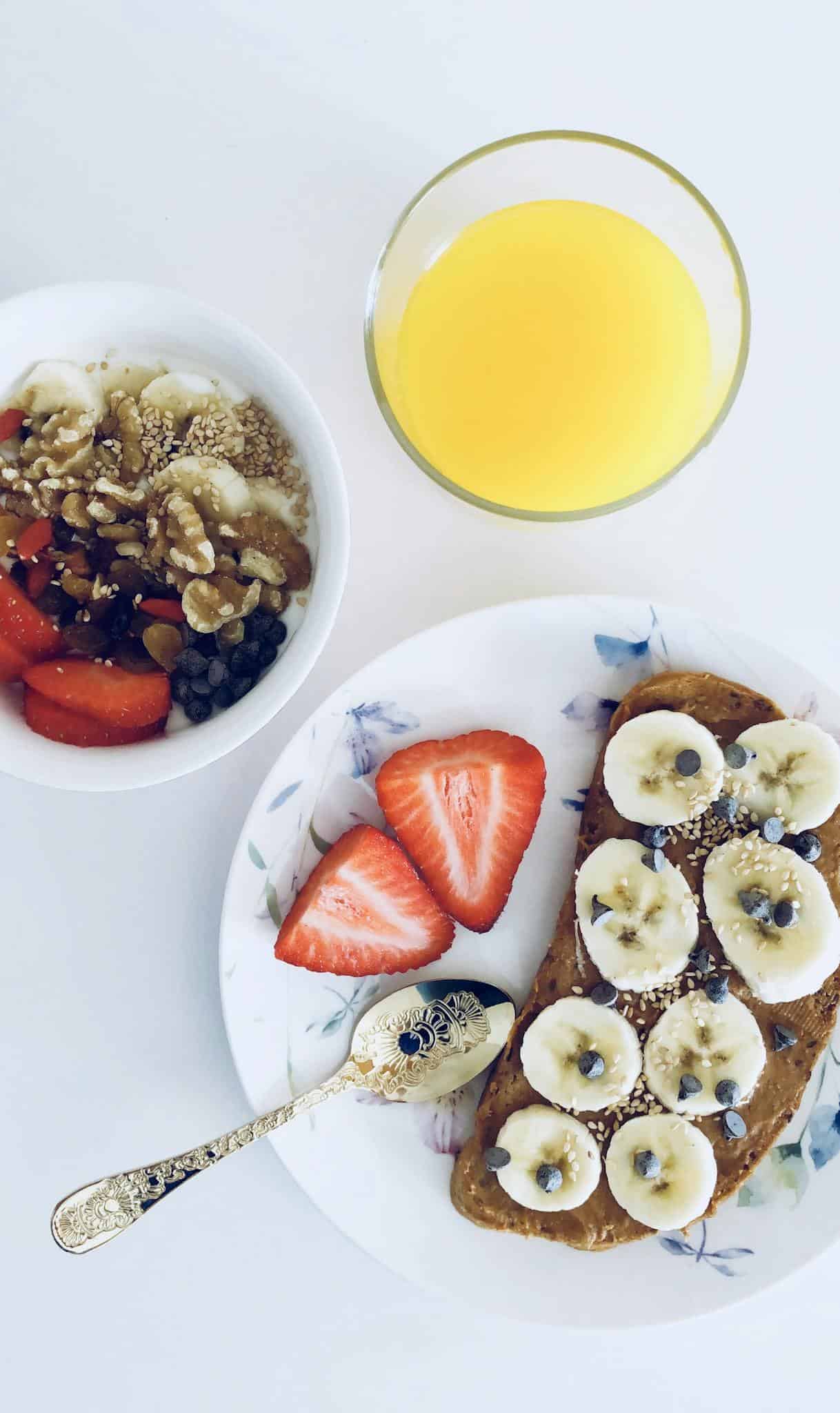 Eating Healthy for Writers 101 - Flatlay Photography of Bread and Fruits. Serious Healthy eating for Writers 101