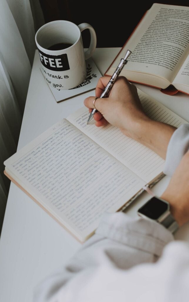 About Me 4 Person Writing on Notebook