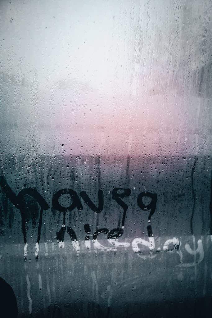 Weekly Prompt ~ On rainy days ~ Close-up of 'Have a nice day' written on a wet window with a blurred background.